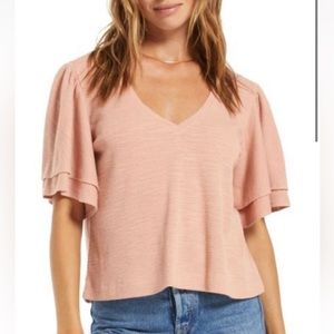 Brand NEW Z Supply Blake Slub Ruffle Top in Rose Mauve